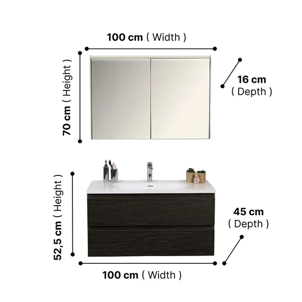 Kobos Lignum 100 cm Banyo Dolabı Seti Watson - Resim 6
