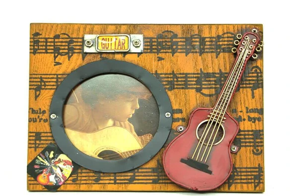 Norino Dekoratif Metal Çerçeve Gitar Dekorlu Vintage Ev Ofis Hediyelik ürün görseli 1