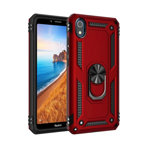 Xiaomi Redmi 7a Kılıf Sofya Yüzüklü Silikon Kapak - Kırmızı ürün görseli 1