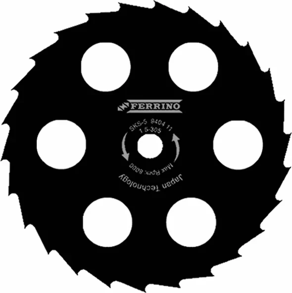 Ferrino 6 Delikli Japon Bıçak Daire Testere 305 mm Siyah ürün görseli 1