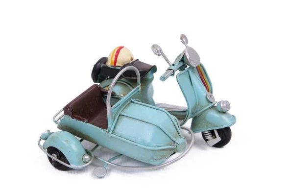 Norino Dekoratif Metal Scooter Sepetli Vintage Biblo Ev Ofis Hediyelik ürün görseli 1