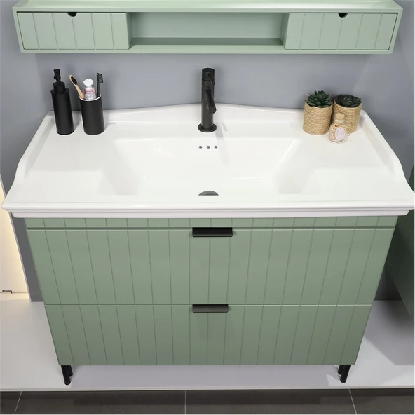 Kobos Noble 100 cm Banyo Dolabı Seti Mint - Resim 5