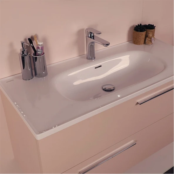 Kobos Serenity 100 cm Banyo Dolabı Seti Rose - Resim 4