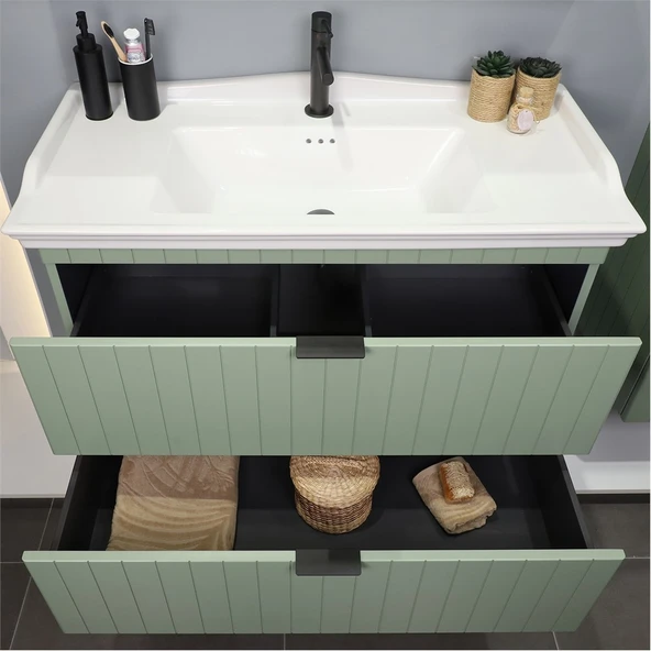 Kobos Noble 100 cm Banyo Dolabı Seti Mint - Resim 6