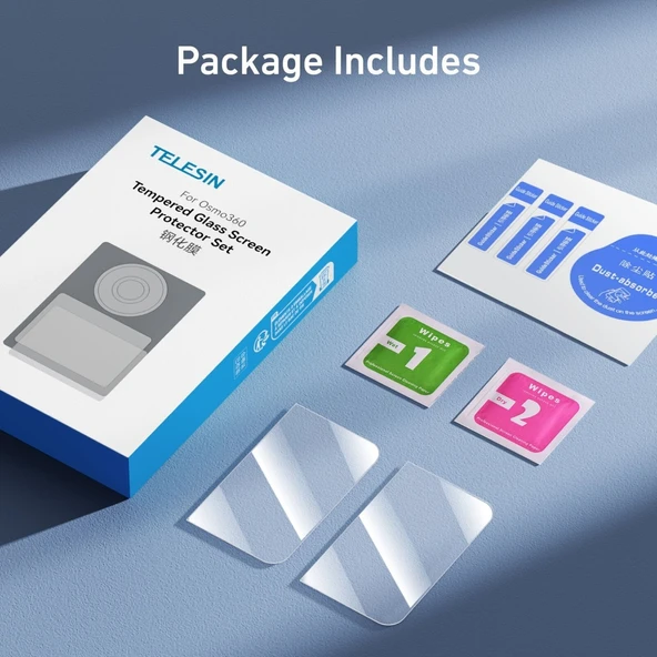 Telesin Osmo 360 Ekran Koruyucu Kit / Osmo 360 Screen Protector Film Set - Resim 5