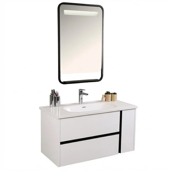 Kobos Linear 100 cm Banyo Dolabı Seti Bianco ürün görseli 1