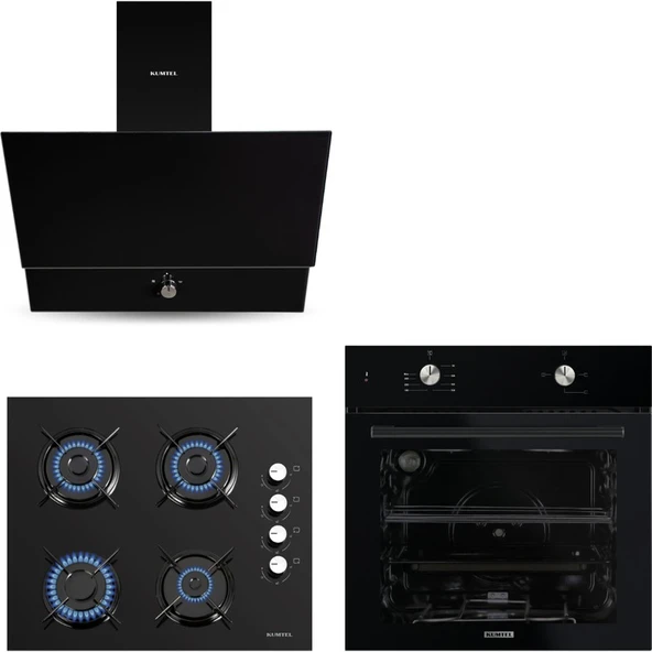 KUMTEL Home Siyah Cam Ankastre Set ürün görseli 1