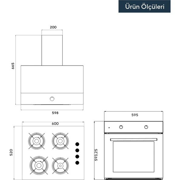 Kumtel Home Beyaz Cam Ankastre Set - Resim 9