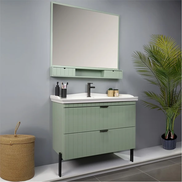 Kobos Noble 100 cm Banyo Dolabı Seti Mint - Resim 2