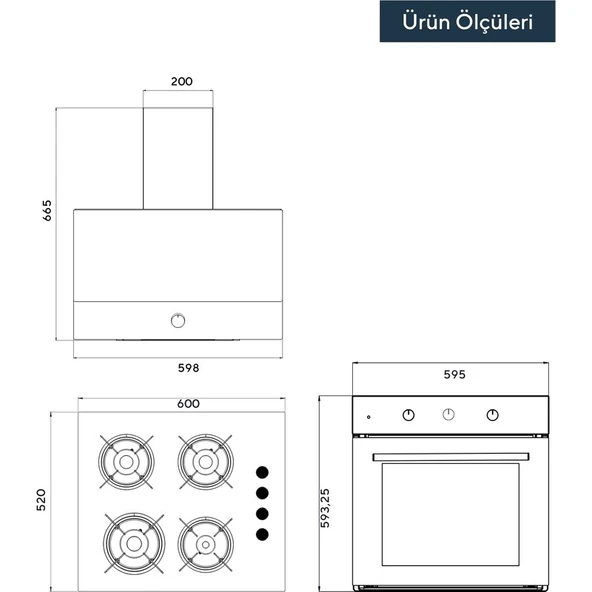 KUMTEL Home Siyah Cam Ankastre Set - Resim 8