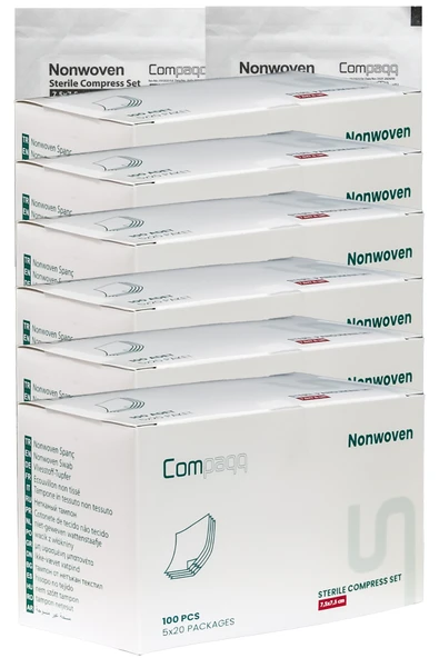 Steril Non Woven Gaz kompres spanç 7.5x7.5cm 4 katlı paket 5adet kutu 20 paket, 6 kutu ürün görseli 1