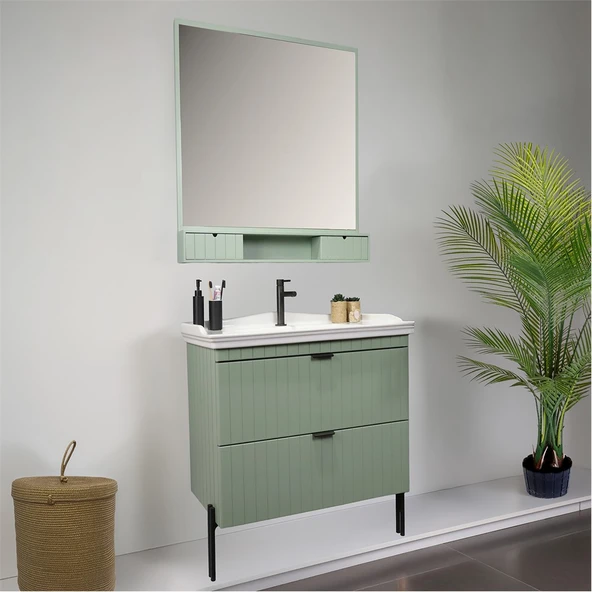 Kobos Noble 80 cm Banyo Dolabı Seti Mint - Resim 2