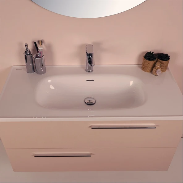Kobos Serenity 100 cm Banyo Dolabı Seti Rose - Resim 5