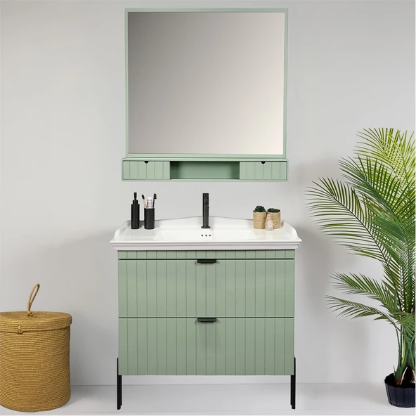 Kobos Noble 80 cm Banyo Dolabı Seti Mint - Resim 3