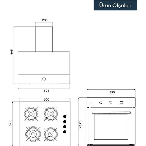 KUMTEL Home Siyah Cam Ankastre Set - Resim 5