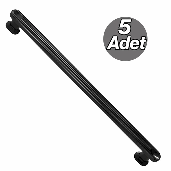 Özen Mat Siyah Kulp 224 mm 5 Adet Dolap Çekmece Kapak Kulbu Dayanıklı Metal Modern Stil ürün görseli 1