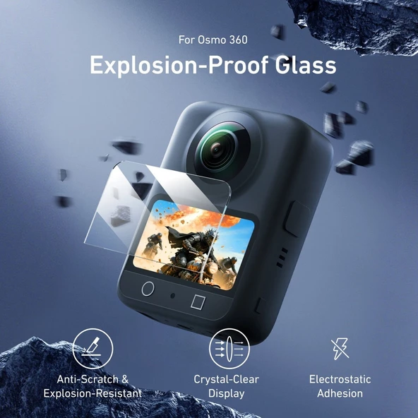 Telesin Osmo 360 Ekran Koruyucu Kit / Osmo 360 Screen Protector Film Set - Resim 6