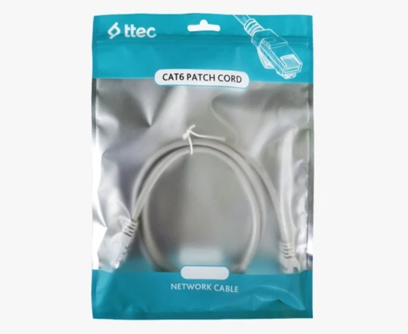 Ttec KBL-PTCH-1MTG 1 Metre Cat6 Patch Kablo 1 Metre Patch Cord Kablo Gri ürün görseli 1