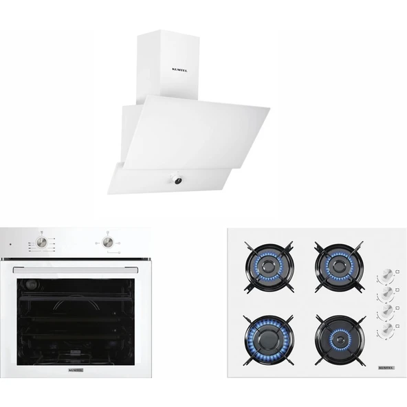 Kumtel Home Beyaz Cam Ankastre Set ürün görseli 1