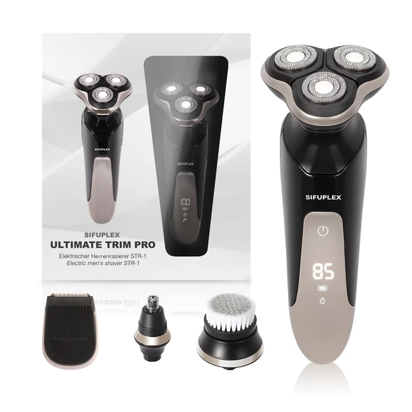 Sifuplex Ultimate Trim Pro STR-1 – 5 aparatlı (sakal, kontur, vücut, burun/kulak) erkekler için hepsi bir arada tıraş makinesi – 180 dakikaya kadar pil ömrü – IPX7 su geçirmez ürün görseli 1
