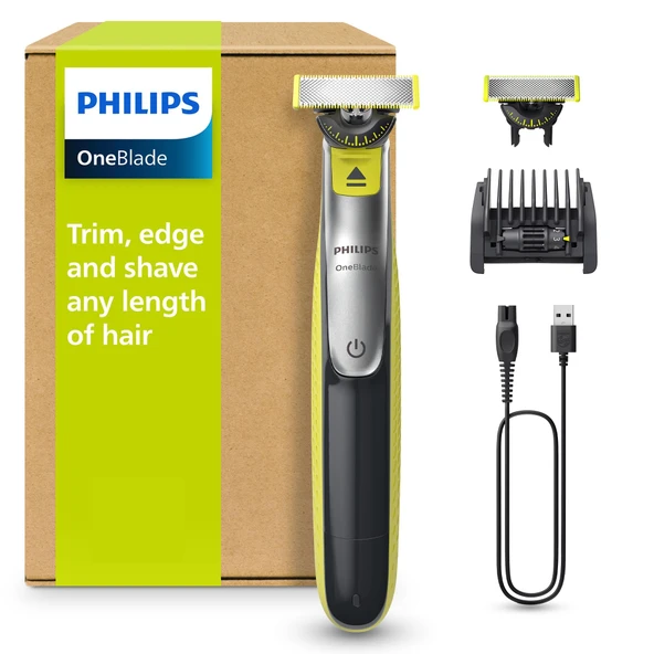 Philips  OneBlade 360 ​​​​Face - elektrikli tıraş makinesi ve düzeltici, 2x 360 bıçak, ayarlanabilir 5'i 1 arada düzeltme aparatı, ıslak ve kuru tıraş, pille çalışan USB, yüz için (QP2734/30) ürün görseli 1