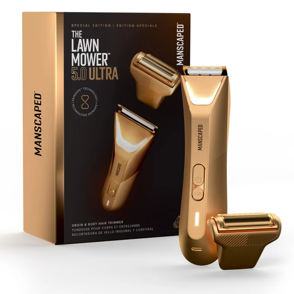 MANSCAPED® The Lawn Mower® 5.0 Ultra Erkek ve Kadın Kasık ve Vücut Tüyü Kesme Makinesi Çift Kafalı SkinSafe® Düzeltici ve Folyo Bıçaklar, Suya Dayanıklı Islak/Kuru Bakım, USB-C Şarj Edilebilir ürün görseli 1