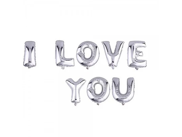 Norino Parti Aksesuar I Love You Folyo Balon Gümüş Renk 35 CM ürün görseli 1