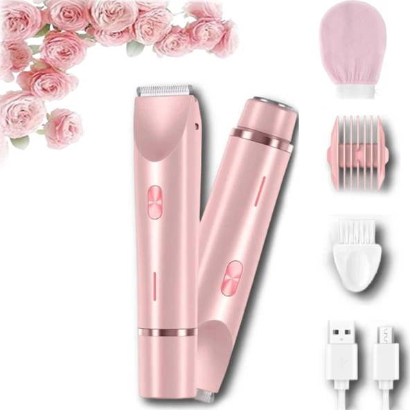 Sianova Bloomshave - 2'si 1 arada kadın vücut tıraş makinesi,  IPX7 su geçirmez, ıslak ve kuru uygulanabilir, USB-C şarj, vücut, yüz, bacaklar ve koltuk altı için (pembe) ürün görseli 1