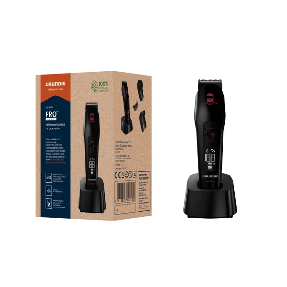 GRUNDIG MGK 9030 ProClub çoklu saç kesme seti, BeardCare sensörü, ıslak ve kuru kullanım, Li-Ion pil teknolojisiyle, titanyum kaplamalı kesme seti, mat siyah/kırmızı ürün görseli 1