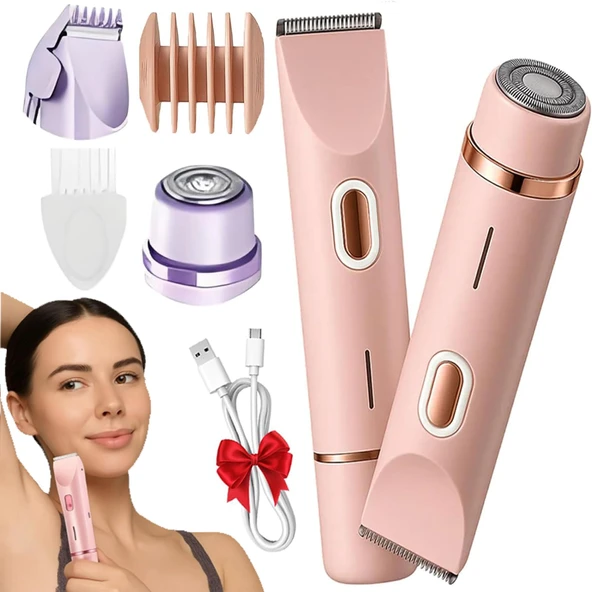 Kadınlar için Silky Splash 2'si 1 Arada Çift Kafalı Elektrikli Tıraş Makinesi - Koltuk Altları, Bacaklar ve Bikini Bölgesi için Intimate Tıraş Makinesi (Pembe) ürün görseli 1