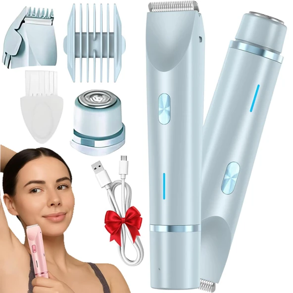 Silky Splash Razor, Silkysplash Razor, Vamaro Intimate Razor, Kadın Koltuk Altı, Bacaklar ve Bikini Bölgesi için 2'si 1 Arada Çift Kafalı Elektrikli Tıraş Makinesi Tıraş Makinesi (Açık Mavi) ürün görseli 1