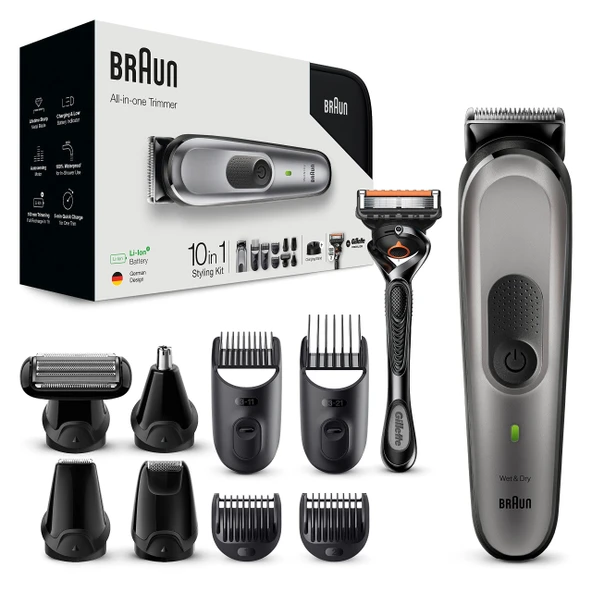 Braun Çoklu Bakım Seti 7 MGK7920, Erkekler için 10'u 1 Arada Sakal Kesme Makinesi ve Saç Kesme Makinesi, Yüz, Baş ve Vücut Tüyleri için ürün görseli 1