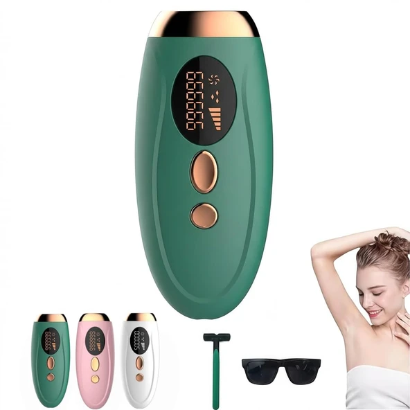 parlaklık ipl 2.0 — birinci sınıf epilasyon paketi, 999.990 ışık atımı, 3 katlı güvenlik sensörlü ağrısız lazer epilasyon, vücut, yüz ve bikini için 2 mod ve 5 seviyeli epilasyon (yeşil) ürün görseli 1