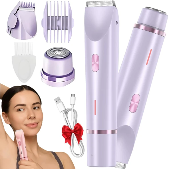 Silky Splash Razor, Silkysplash Razor, Vamaro Intimate Razor, Kadın Koltuk Altı, Bacaklar ve Bikini Bölgesi için 2'si 1 Arada Çift Kafalı Elektrikli Tıraş Makinesi Tıraş Makinesi (Mor) ürün görseli 1