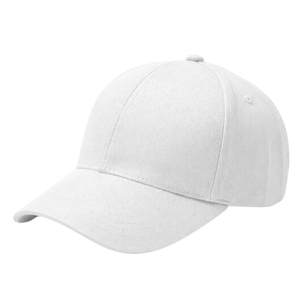 Modern Ayarlanabilir Cırt Cırtlı Logosuz Gabardin Spor Beyaz Şapka Unisex Erkek/Kadın ürün görseli 1