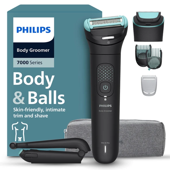 Philips Bodygroom Series 7000 - erkekler için düzeltici, esnek 2D tıraş başlığı,değiştirilebilir tıraş başlıkları,özel bölgede kullanım, %100 duşa dayanıklı, 120 dakika., model BG7480/15 ürün görseli 1
