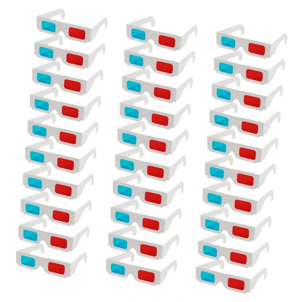 Levemolo 30'lu Tek Kullanımlık Kağıt 3D Gözlük Paketi, Kırmızı Mavi Anaglyph Lensli Yetişkinler için Orta Boy ve Hafif ve Taşınabilir Filmler, 3D Oyunlar ve Seyahat için Uygun ürün görseli 1