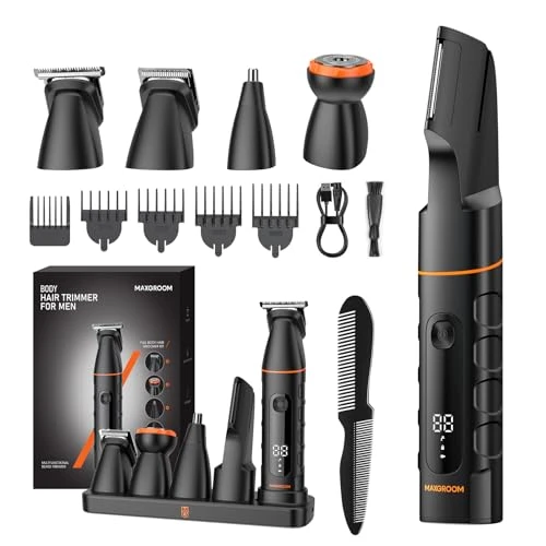 MAXGROOM Erkekler için 5'i 1 Arada özel tıraş makinesi, şarj istasyonlu vücut tıraş makinesi, erkekler için IPX6 su geçirmez tıraş makinesi, ürün görseli 1
