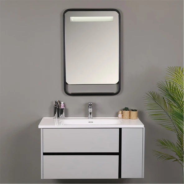 Kobos Linear 100 cm Banyo Dolabı Seti Light Grey - Resim 3