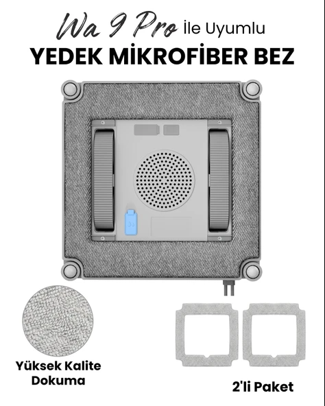 Mieco Wa9 Pro ile Uyumlu Mikrofiber Temizlik Bezi /Mop Seti (2 adet) ürün görseli 1