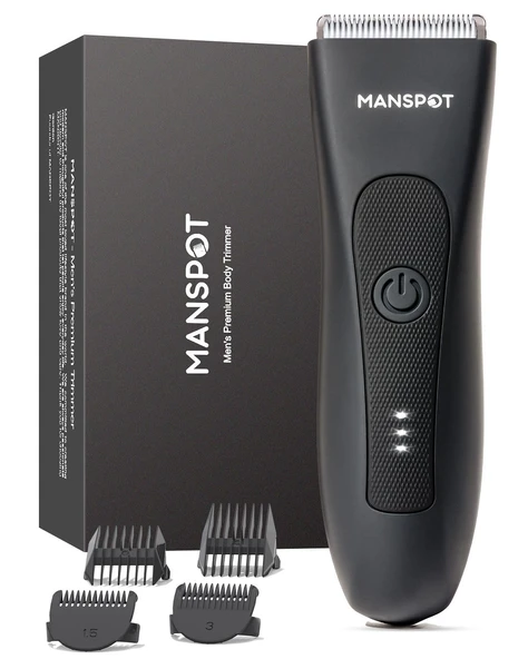 MANSPOT Erkekler için Samimi Tıraş Makinesi, Erkekler için Vücut Tüyü Kesme Makinesi, 4 Tıraş Tarağıyla Suya Dayanıklı Profesyonel Vücut Düzeltme Makinesi ürün görseli 1