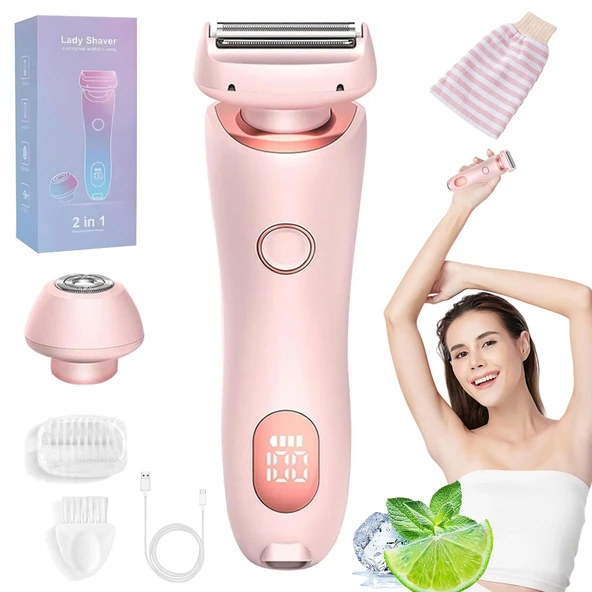Yaz Başlangıç ​​Seti, Tüy Çıkarıcı, IPX7 Su Geçirmez Kablosuz Tıraş Makinesi, Yüz Bikini Bacakları için LED Ekranlı Kadınlara Özel Tıraş Makinesi (Pembe) ürün görseli 1