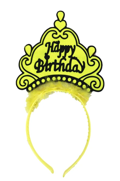 Norino Parti Happy Birthday Yazılı Neon Sarı Renk Doğum Günü Tacı ürün görseli 1