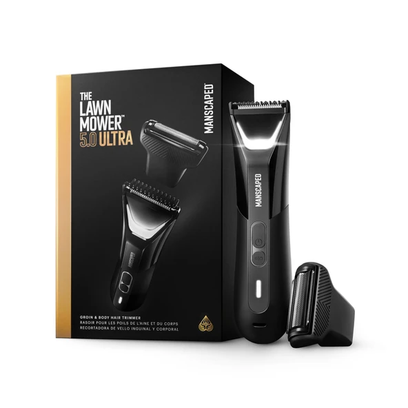 MANSCAPED®'den Lawn Mower® 5.0 Ultra: Erkekler için SkinSafe® özel ve vücut kılı düzeltici, vücut bakım aleti, iki işlev düzeltme ve yakın tıraş, tüy alma, su geçirmez, pille çalışan, kutuyla birlikte ürün görseli 1