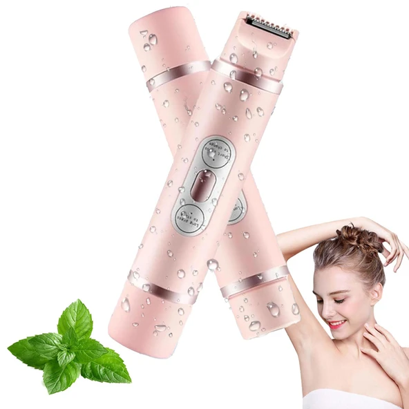 Qosigote Tam Sütlü Kadın Tıraş Makinesi, Konforlu Elektrikli 2'si 1 Arada Kadın Tıraş Makinesi, Çift Kafalı Kadın Tıraş Makinesi, Yüksek Verimli ve Hassas, Kablosuz USB Islak/Kuru Epilatör (Pembe) ürün görseli 1