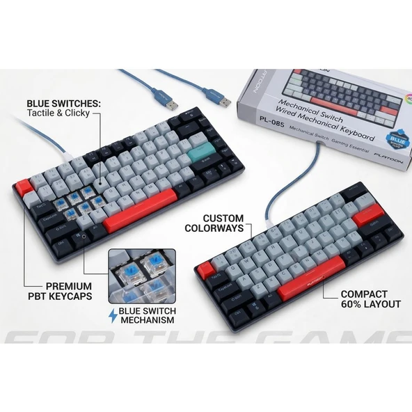 Platoon PL-085 Blue Switch Mekanik Oyuncu Klavyesi - Resim 2