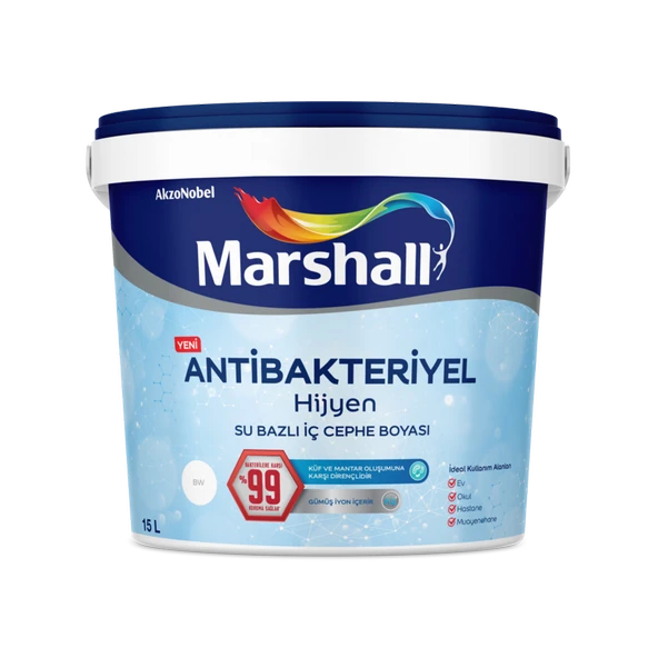 Marshall Antibakteriyel Hijyen Yarı Mat Boya Sakin Okyanus 2,5L ürün görseli 1