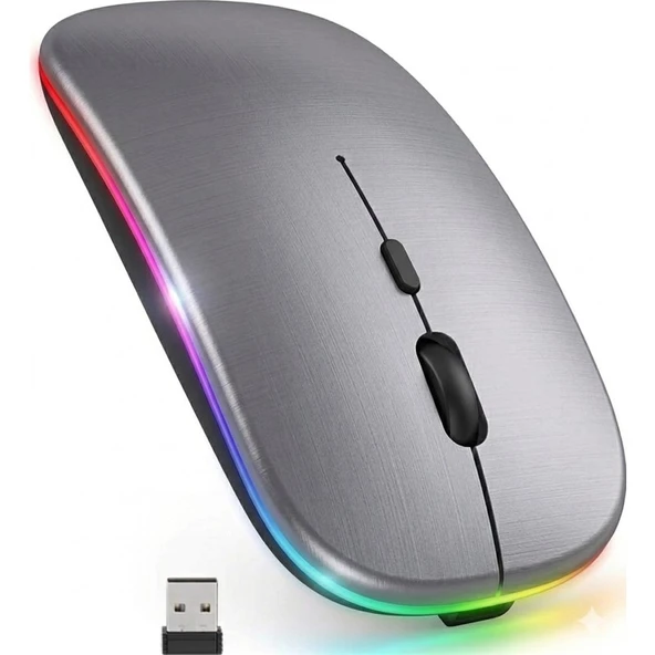 Exonix Çift Modlu Kablosuz Bluetooth Mouse Rgb Ledli Şarj Edilebilir Sessiz Tıklama Ergonomik ürün görseli 1
