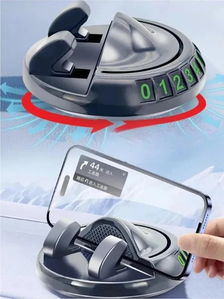 3B Trend 360° Dönebilen Siyah Yapışkanlı Numaratörlü Araç Telefon Tutucu Numaratör 50 Adet Rakam ürün görseli 1