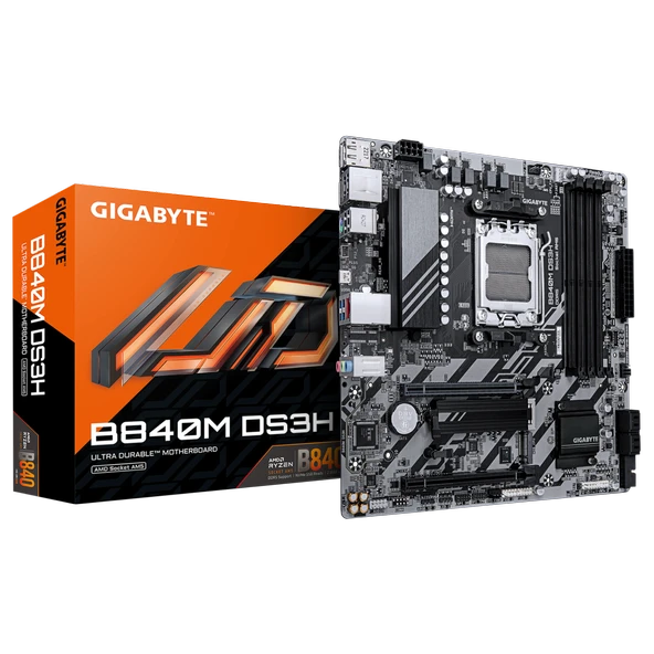 GIGABYTE B840M DS3H, 4xDDR5, 2xM.2, 2xDP, HDMI, Type-C, AM5 Soket GAMING Anakart ürün görseli 1
